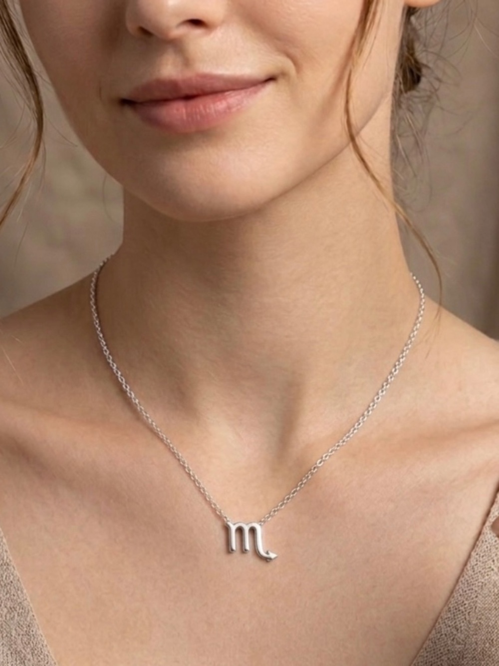 Scorpio Zodiac Glyph Pendant Necklace